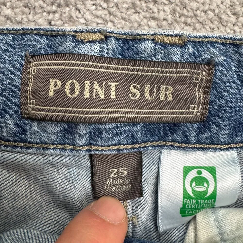 J.Crew Point Sur Slim Boy Straight High Rise Denim Jeans Womens 24 Blue Raw Hem
